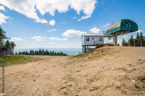 Scenic valley, lake and mountain view from ski lift station one at the summit peak of Mt Spokane State Park ski resort during summer in Spokane, Washington, USA © Kirk Fisher