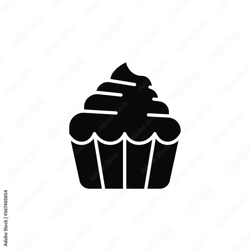 cupcake icon solid. Fresh Bakery cream cake silhouette can be use for restaurant, bread and pastry shop. Sweet Yummy Muffin. Vector illustration. Design on white background. EPS10 cupcake icon solid. Fresh Bakery cream cake silhouette can be use for restaurant, bread and pastry shop. Sweet Yummy Muffin. Vector illustration. Design on white background. EPS10