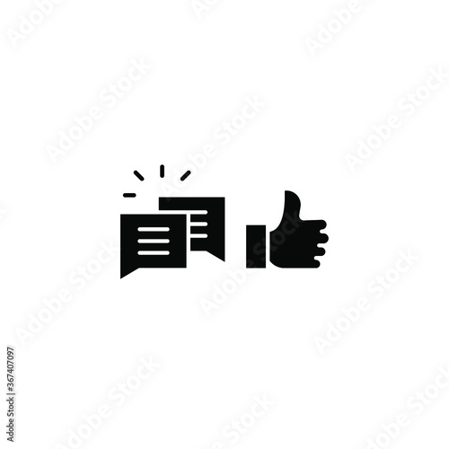 likes with comment icon solid symbol. thumb gesture for give like or positive feedback and bubble chat for write message in social media app. Vector illustration. Design on white background. EPS10
