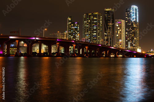 Miami skyline panorama with urban skyscrapers. Miami skyline. photo