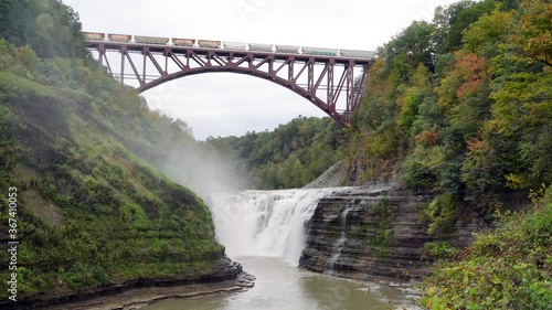 Train Crossing The Arch At Letchworth State Park