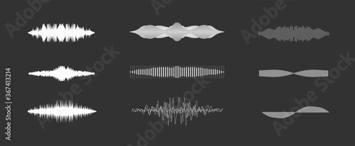 Vector sound waves set. Audio Player. Audio equalizer technology  pulse musical. Vector illustration.