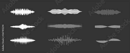 Vector sound waves set. Audio Player. Audio equalizer technology, pulse musical. Vector illustration.
