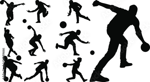 Set of Simple Vector Design of a Bowler in Black