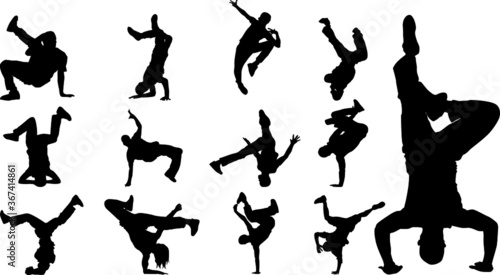 Set of Simple Vector Design of a Breakdance in Black