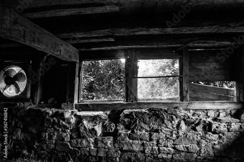Windows Inside a Barn Looking out