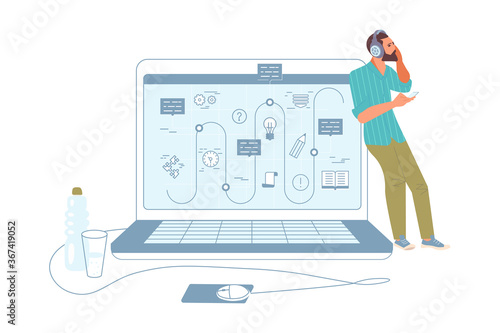 Guy at remote workplace