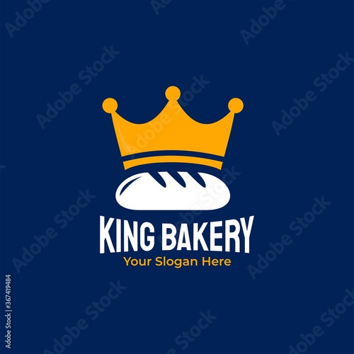 Bread And Crown  for King/Queen Bakery Logo Design Stock Vector 