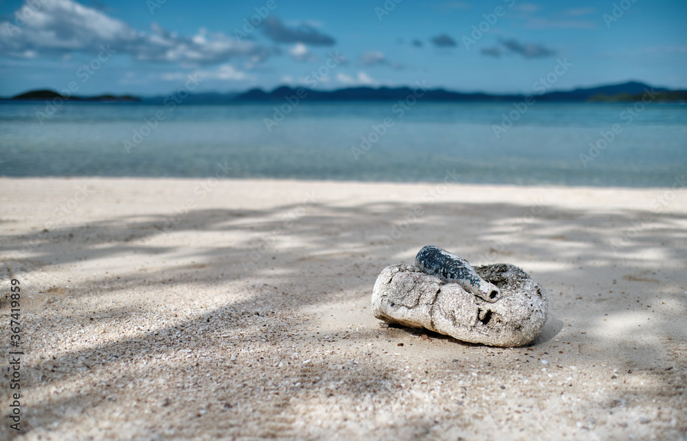 empty bottle on the beach 