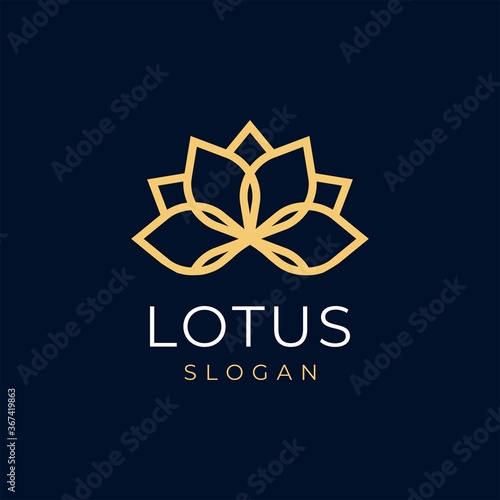 Line Lotus Logo Icon Vector Illustration