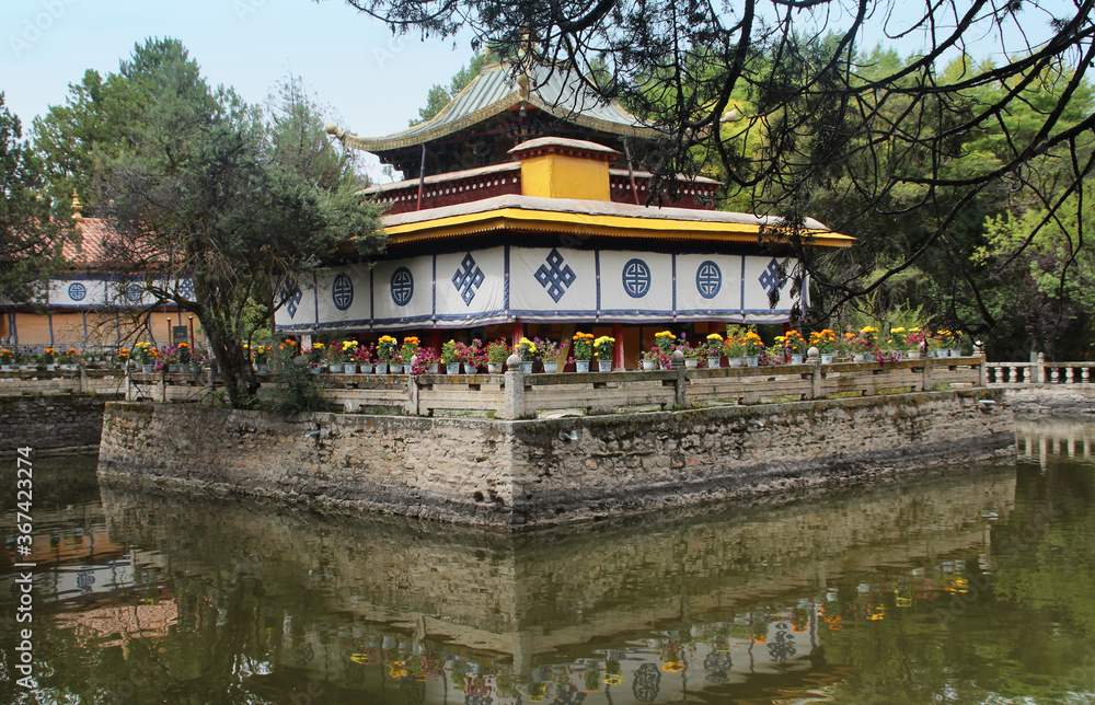A pavilion, the Tsokyil Potrang, in the Norbulingka (Summer Palace) at Lhasa, Tibet, China