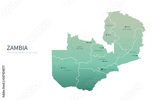 zambia map. african countries vector map.