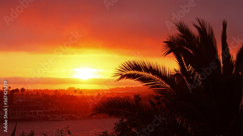 sunset over the beach