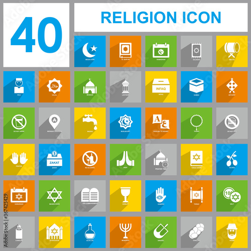 religion set icon, Religion icon vector