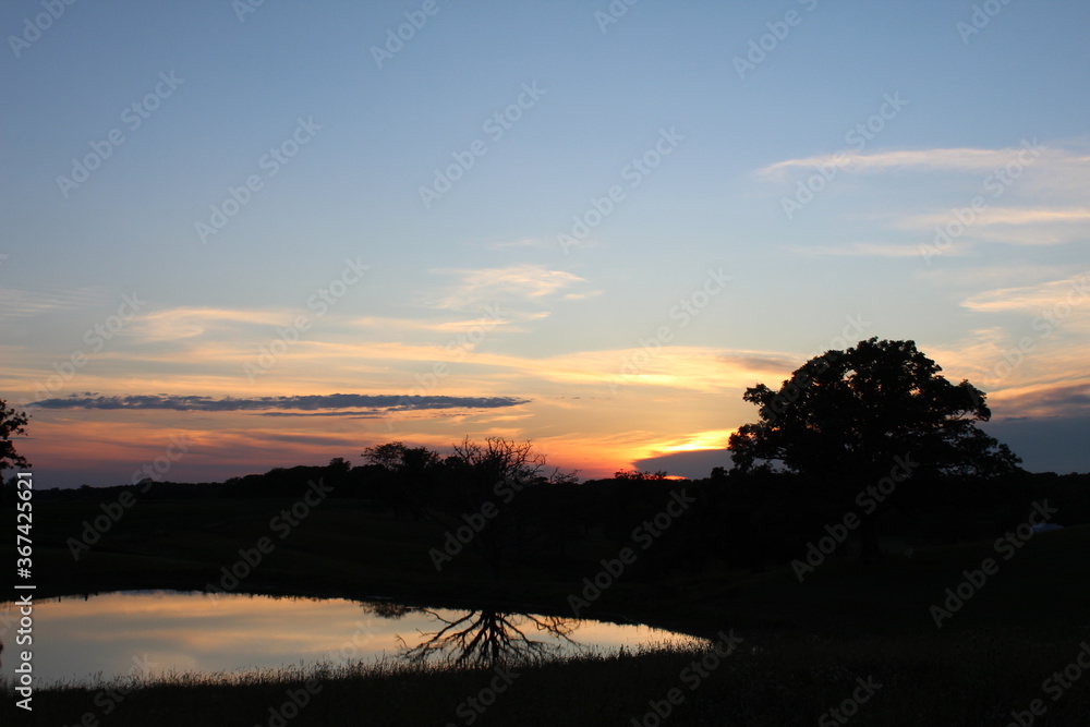 sunset over the lake