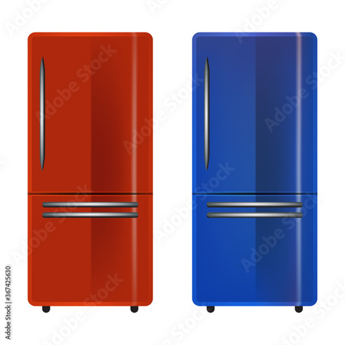 double door freezer refrigerator or fridge flat color icon for apps and websites