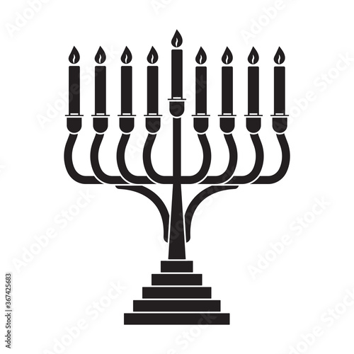 Candle holder / Hanukkah menorah with a nine candle lit flat vector icon for the apps and website