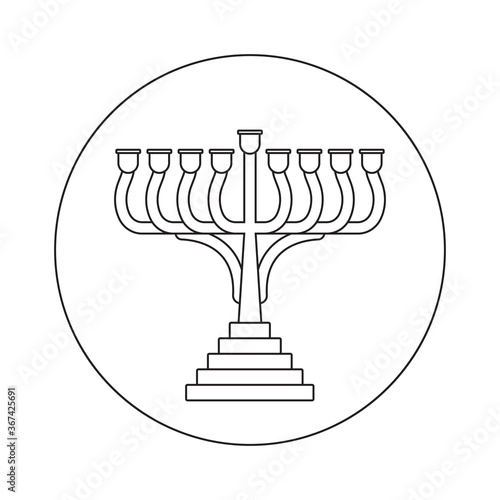 Candle holder / hanukkah menorah circled line art vector icons for apps and website