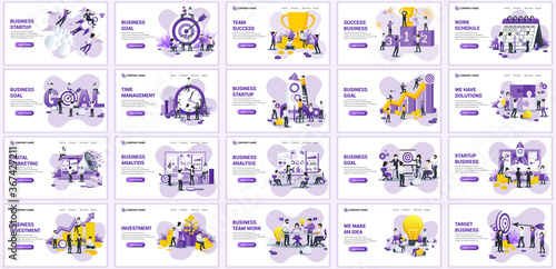 Set of landing page design templates, Big collection concept of business flat vector illustration. can use for web banner, infographics, landing page, web template