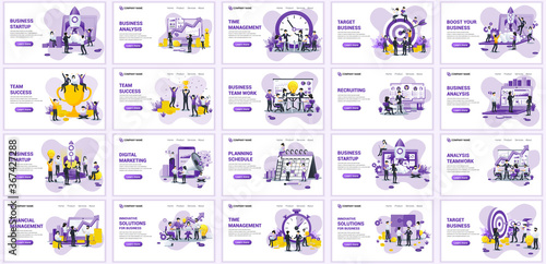 Set of landing page design templates, Big collection concept of business flat vector illustration. can use for web banner, infographics, landing page, web template