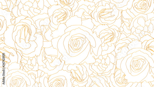 Buds of roses. Vector pattern. Flower buds in outline style.