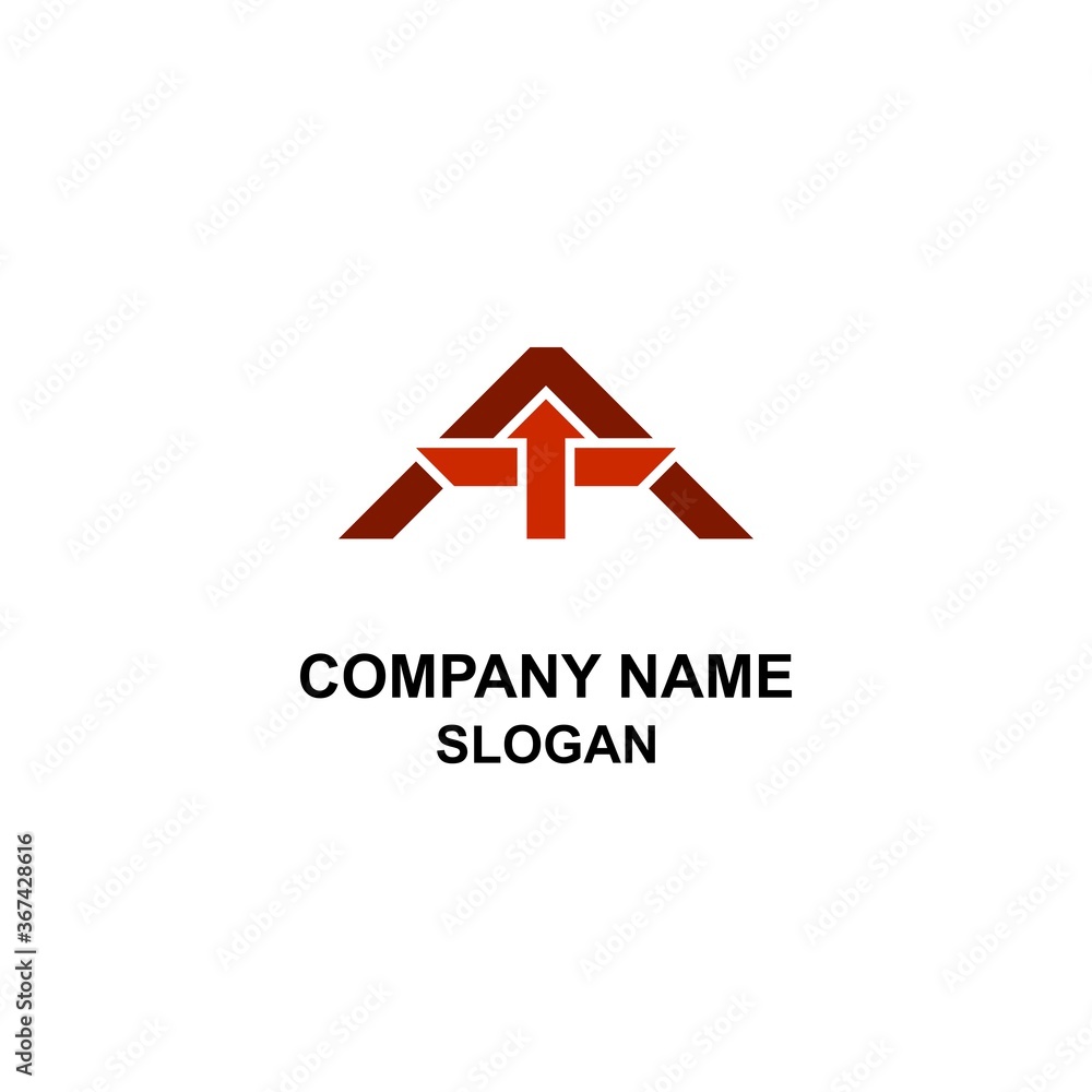 TA or AT letter initial logo, abstract unique shape with arrow up T. TA or AT letter initial logo, abstract unique shape with arrow up T.