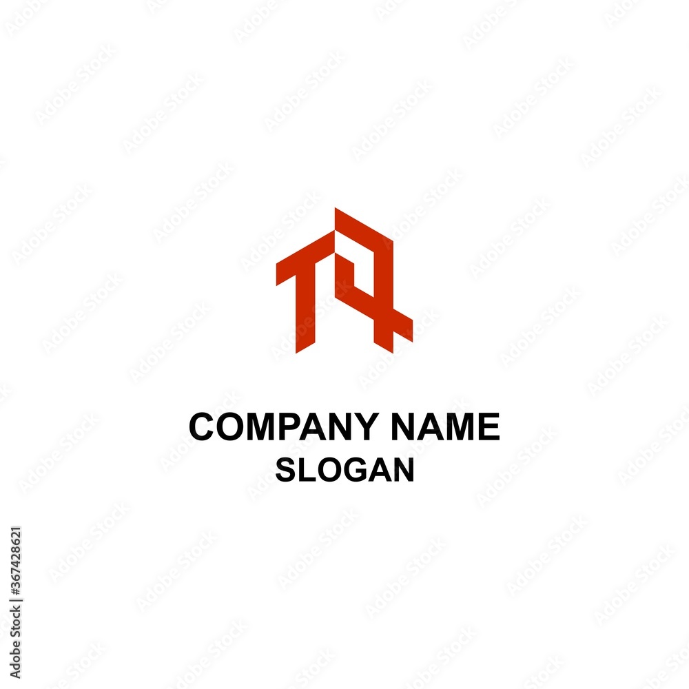 TA or T4 letter initial logo, abstract unique shape forming A letter. TA or T4 letter initial logo, abstract unique shape forming A letter.