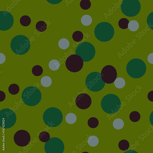 Seamless Grey Green Circles on green background pattern vector illustration design. Great for wallpaper, bullet journal, scrap booking, 