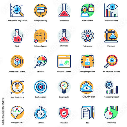Icons Pack Of Science and Technology In Flat Design