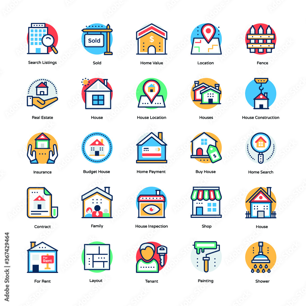 Real Estate Flat Vector Icons Set Real Estate Flat Vector Icons Set