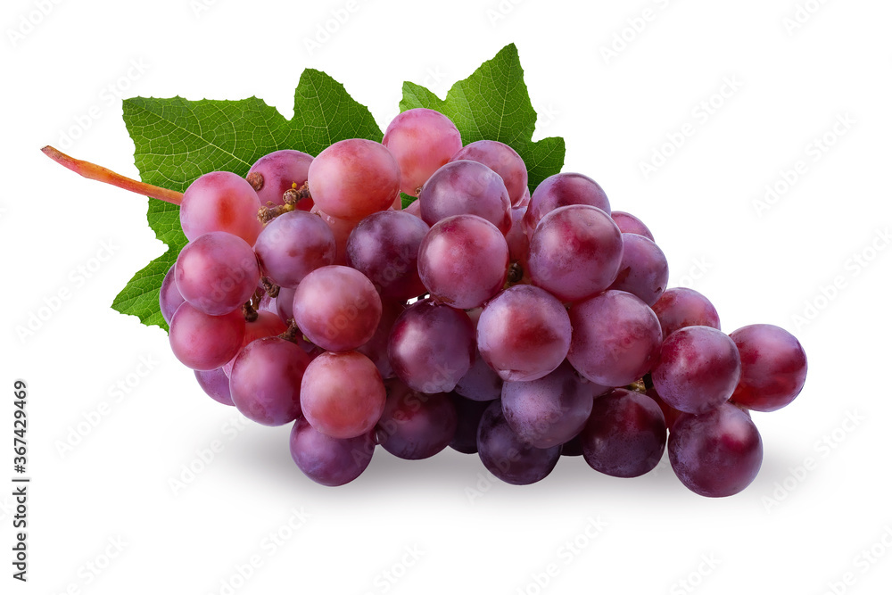 Red Grapes isolated on a white background. with clipping path.