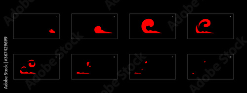 Smoke animation. fire smoke animation sprite sheet. classic fire smoke effect animation for game or cartoon or animation. vector style fire animation effect 1604.
