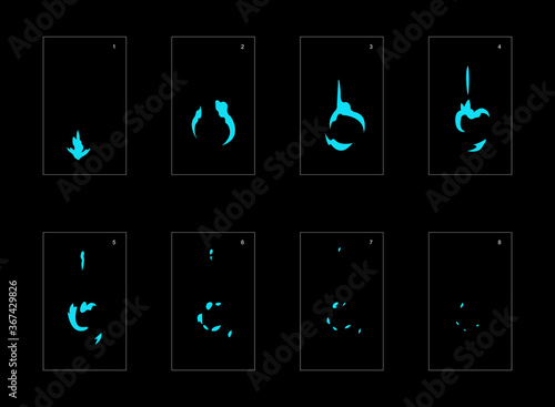 Smoke effect. blue smoke animation sprite sheet. classic smoke effect animation for game or cartoon or animation. vector style animation effect 1614.