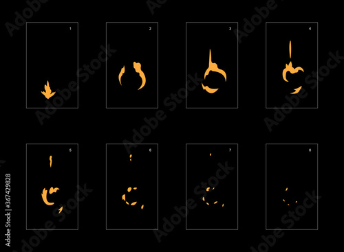 Smoke effect. dust smoke animation sprite sheet. classic dust smoke effect animation for game or cartoon or animation. vector style animation effect 1615.