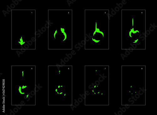Smoke effect. liquid smoke animation sprite sheet. classic liquid smoke effect animation for game or cartoon or animation. vector style liquid animation effect 1617.