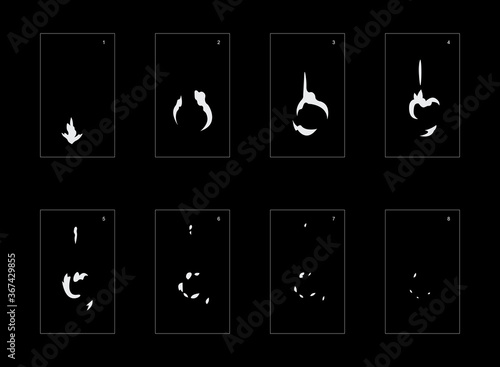 Smoke effect. Smoke animation sprite sheet. Classic smoke effect animation for game or cartoon or animation. Vector style smoke animation effect 1613.