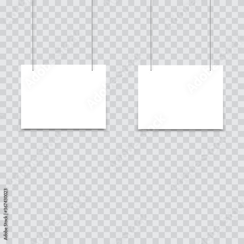 White poster hanging on binder. Vector illustration