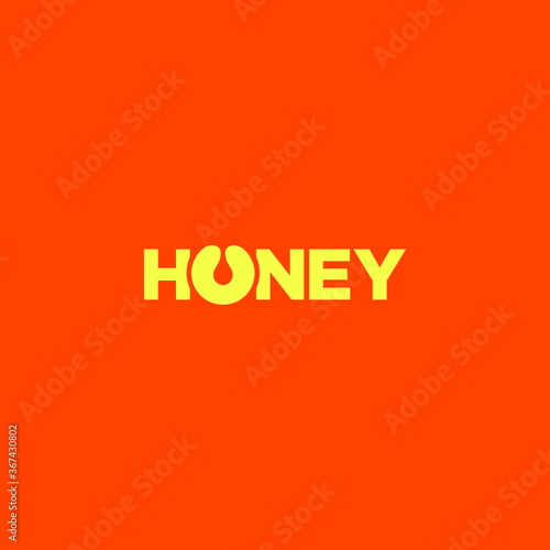 Typography Honey Logo with customized O in liquid