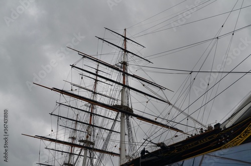 Masts on the Cutty Sark sailing ship at Greenwich Maritime Museum, London