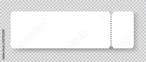 White blank ticket mockup realistic vector template isolated on gray background