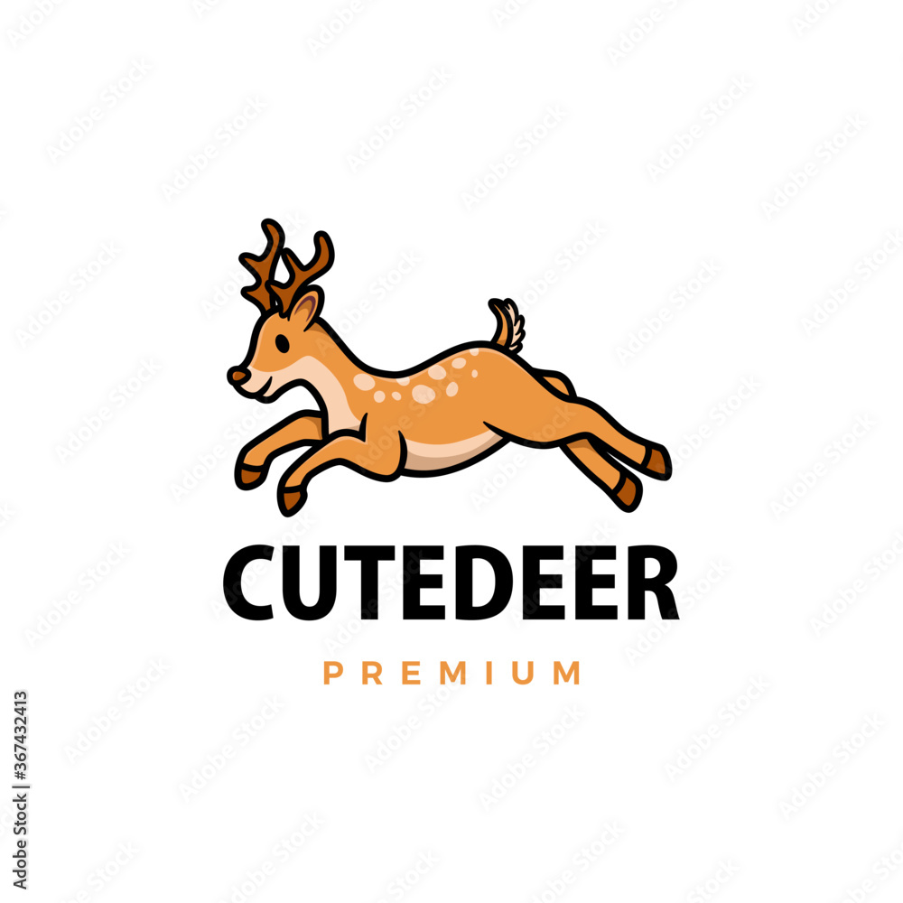 cute deer cartoon logo vector icon illustration