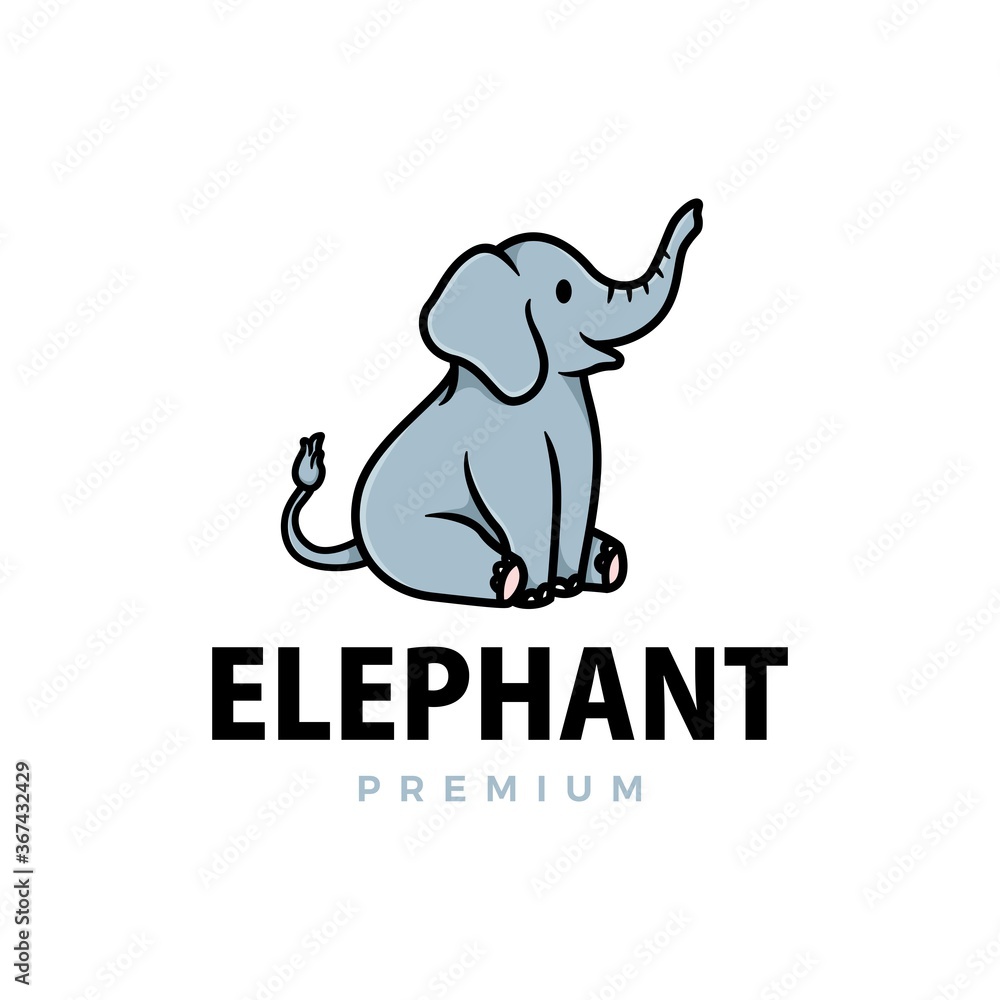 cute elephant cartoon logo vector icon illustration