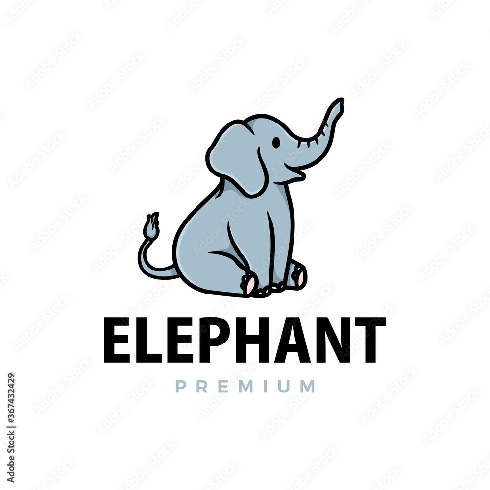 Obraz premium cute elephant cartoon logo vector icon illustration