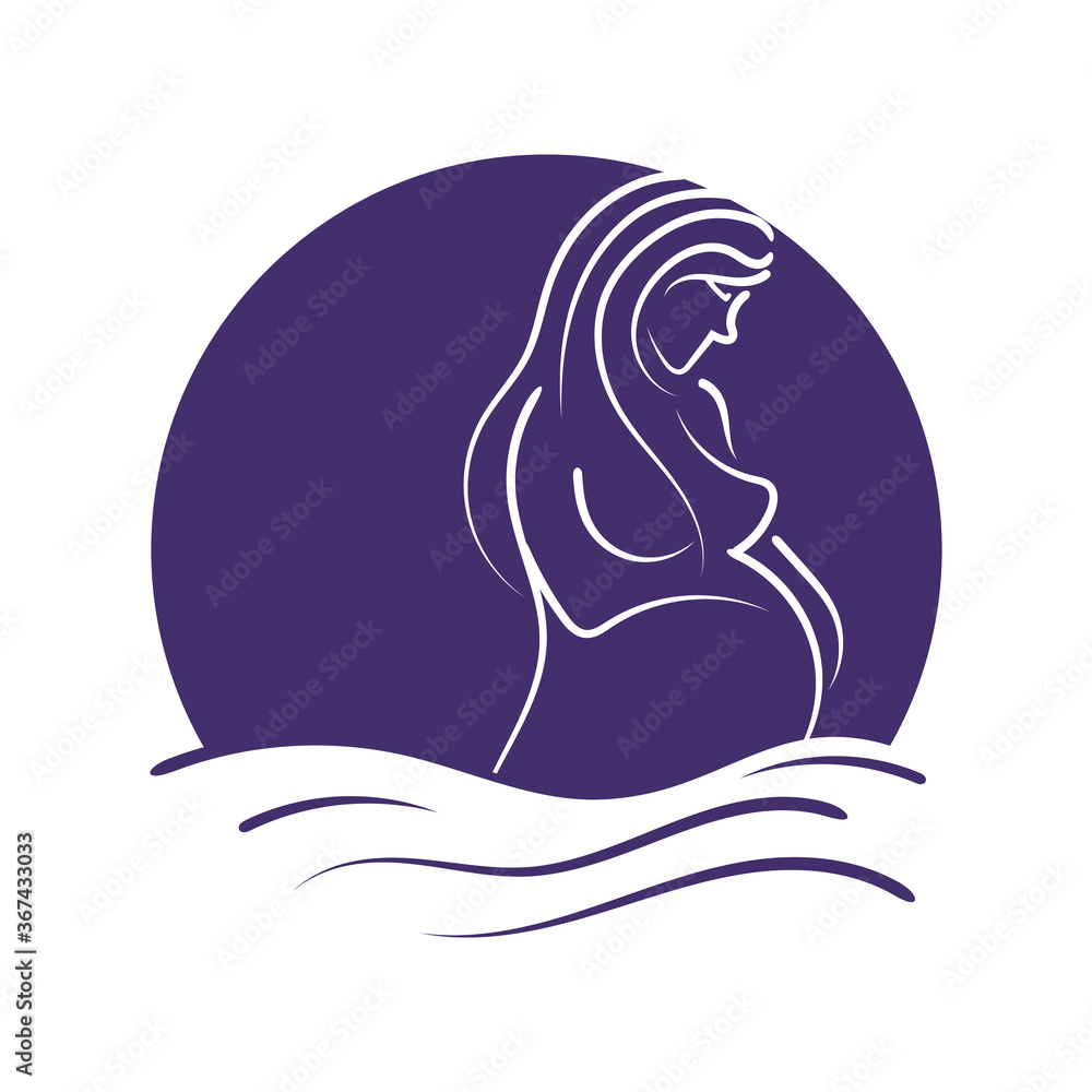 water birth logo design vector woman and nature symbol illustration water birth logo design vector woman and nature symbol illustration