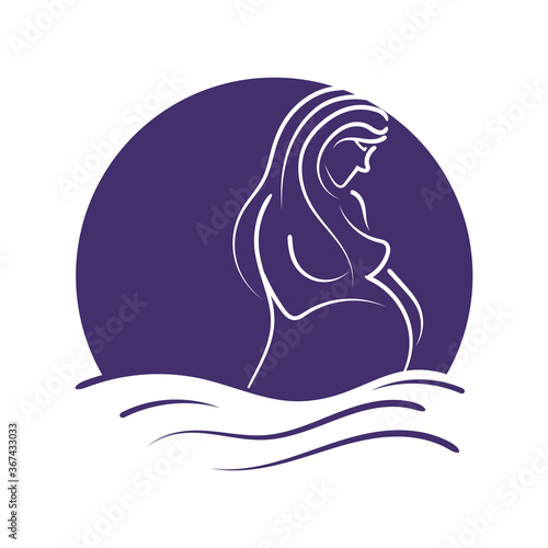 water birth logo design vector woman and nature symbol illustration
