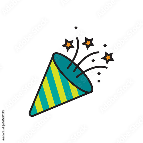 Party popper icon design isolated on white background