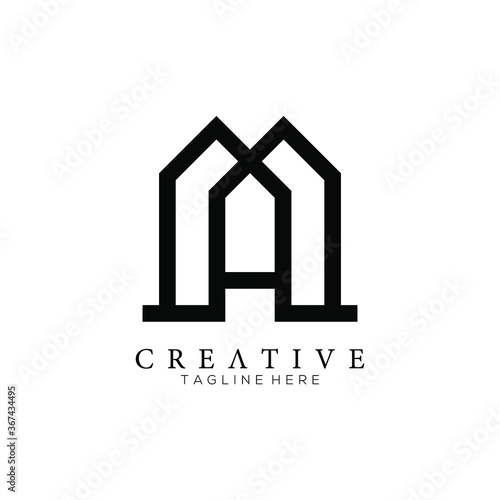 Unusual geometric letter A, Architecture monogram logo template