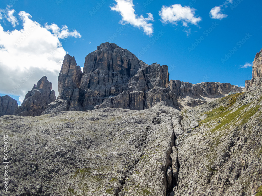 Pisciadu via ferrata of the Sella group near Piz Boe Pisciadu via ferrata of the Sella group near Piz Boe