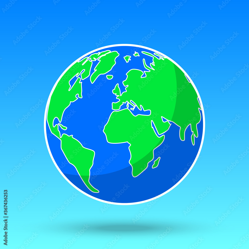 Naklejka premium Globe with world map. Earth. Vector illustration.