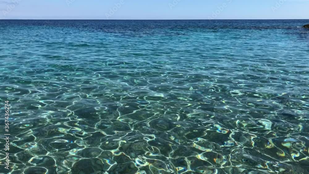 Blue green clear calm sea water ripples to the horizon Blue green clear calm sea water ripples to the horizon